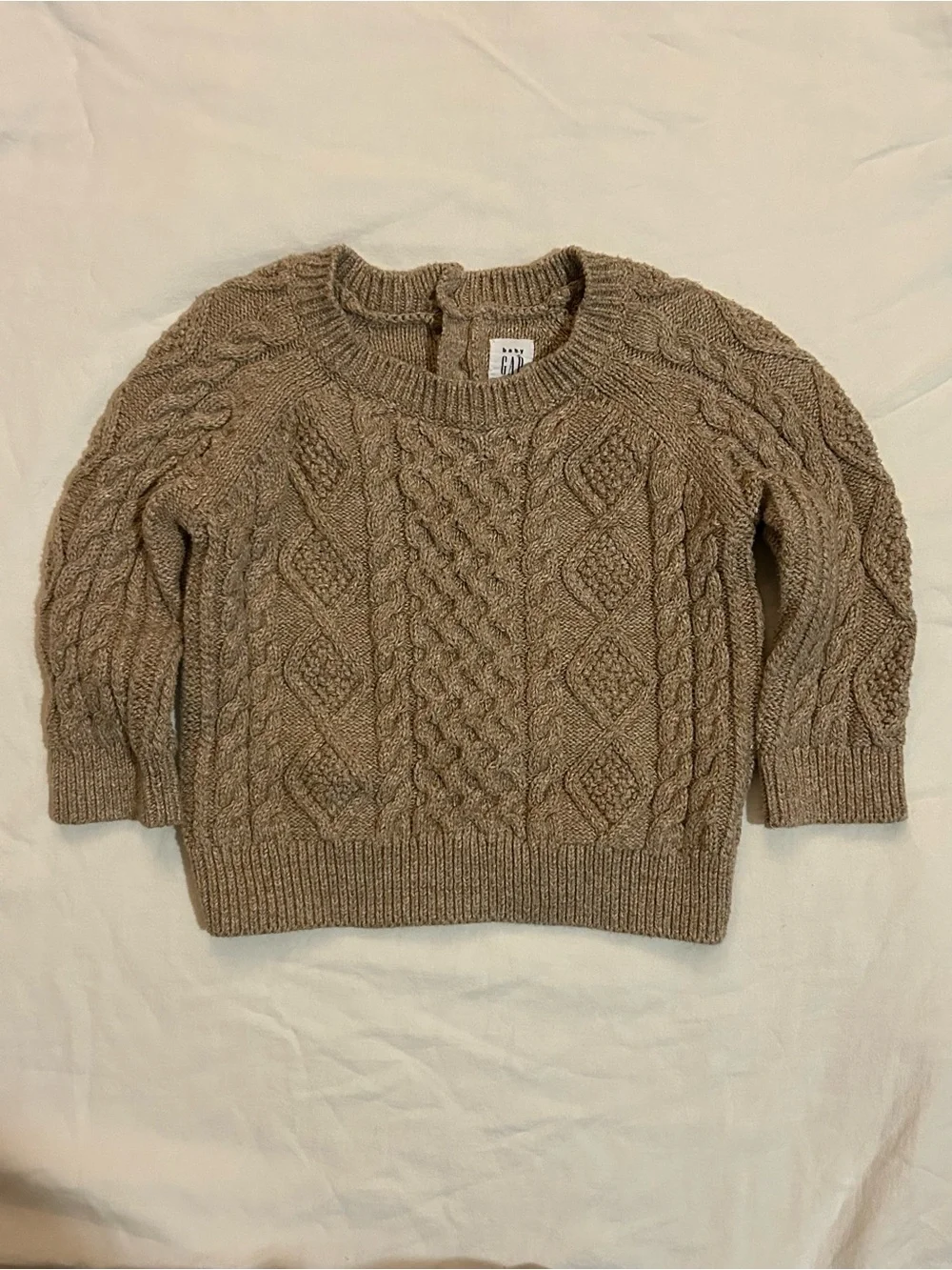 Baby GAP Cable Knit Crew Sweater - Taupe